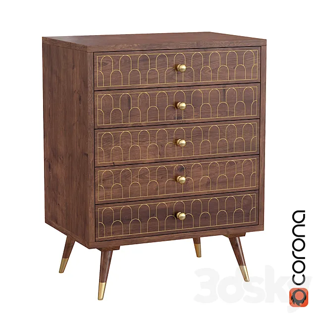 Dresser Muskat Five Drawers Kare Design 3D Model Dresser Muskat Five Drawers Kare Design 3D Model