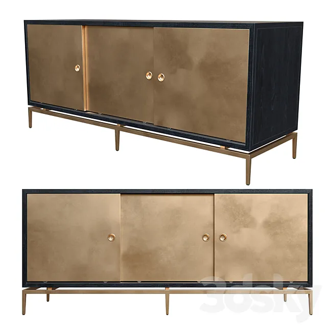 Dresser with metal sliding doors 3DModel Dresser with metal sliding doors 3DModel