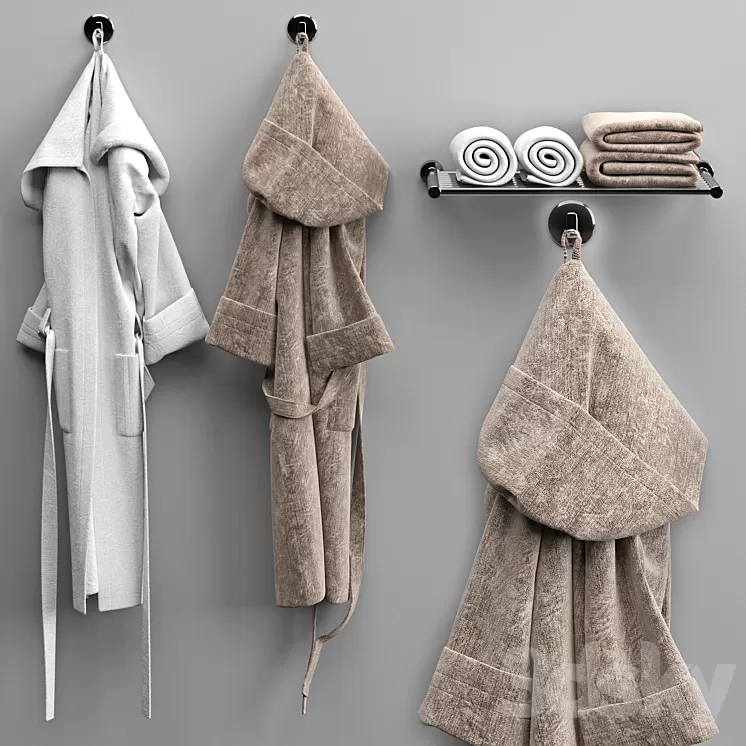 Dressing gowns and towels 3 3D Model
