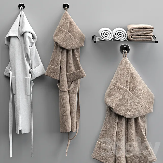 Dressing gowns and towels 3 3DModel
