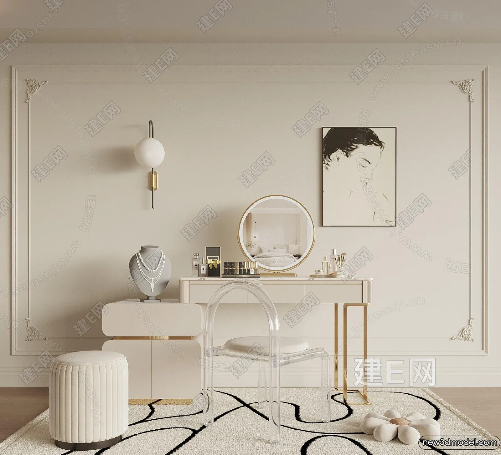 Dressing Table – 3D Models – 3D Furniture Models for Interior – 052 Dressing Table – 3D Models – 3D Furniture Models for Interior – 052