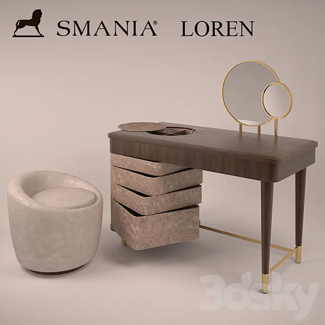 Dressing table and poof SMANIA Loren 3D Model