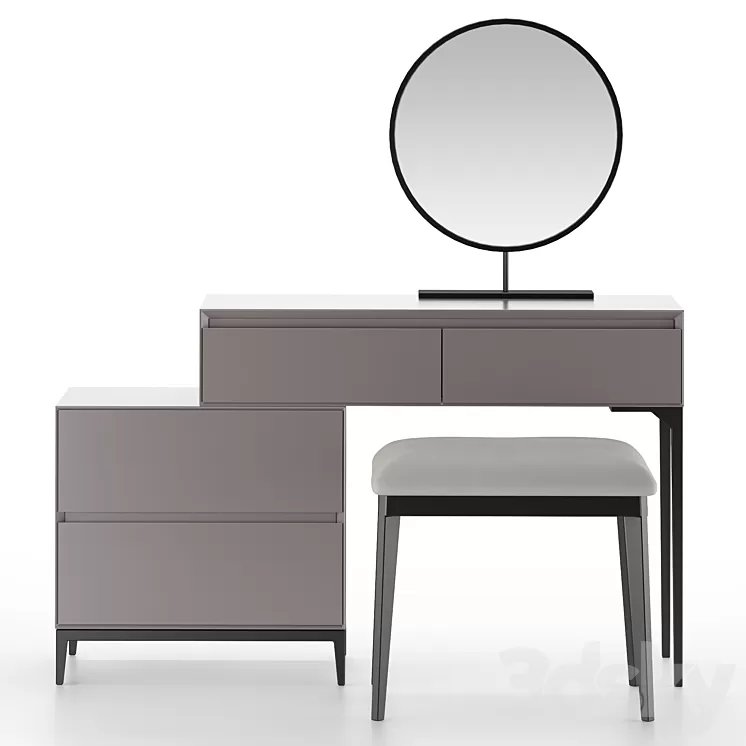 Dressing table HOMARY Gray Makeup Vanity Set 3D Model Free Download