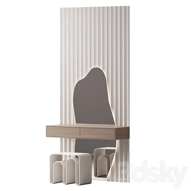Dressing table with curved mirror 3D Model