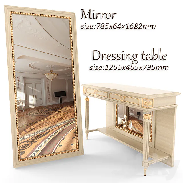 Dressing table with mirror 3D Model