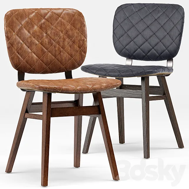 Drifter Industrial Loft Leather Dining Chair 3D Model