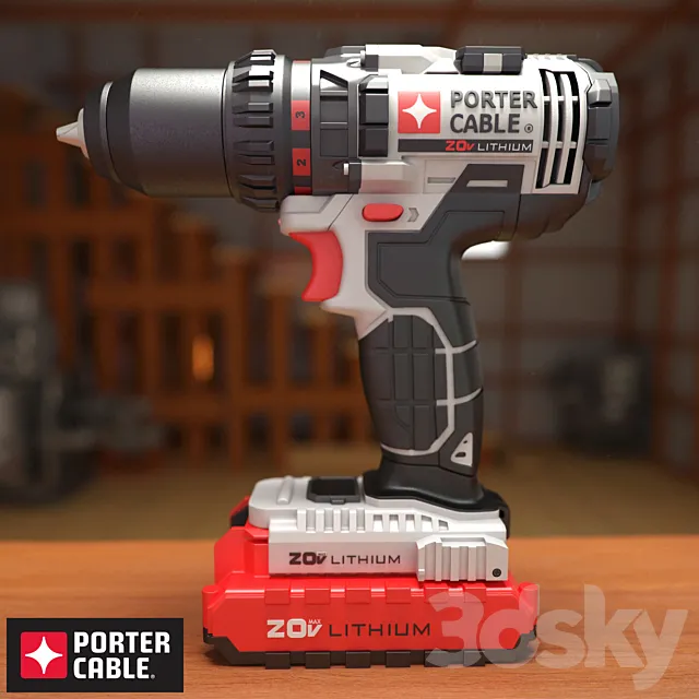Drill PORTER CABLE 3D Model Drill PORTER CABLE 3D Model