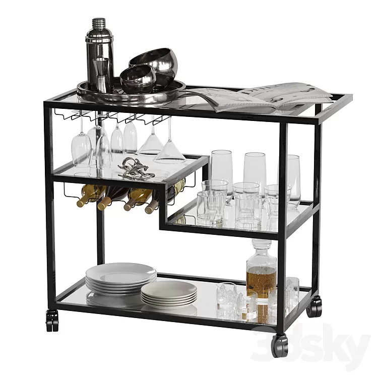 Drink Bar cart set 3 3D Model Free Download Drink Bar cart set 3 3D Model Free Download
