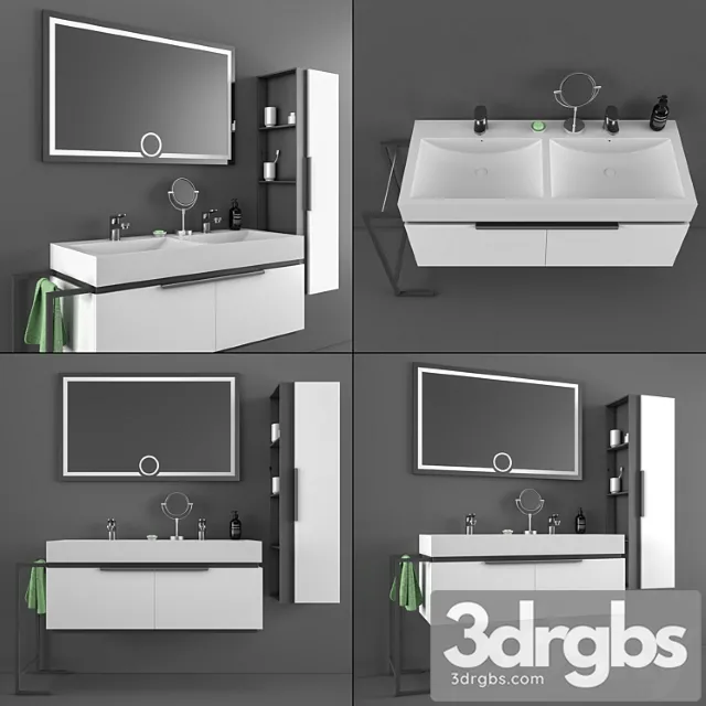 Drn Bathroom Cabinet and Sink Set 3D Model Download