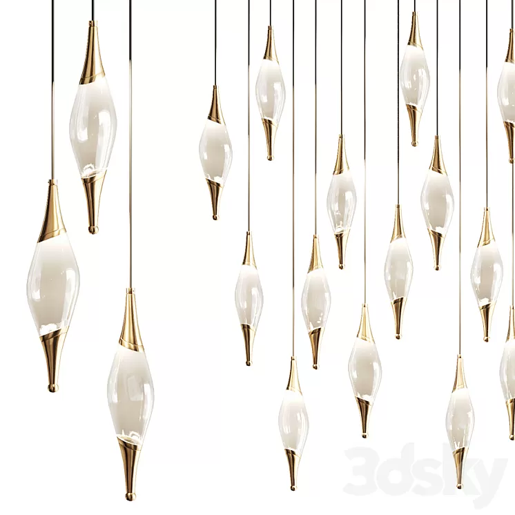 Drop pendant lamp with metal tips FAME 3D Model Drop pendant lamp with metal tips FAME 3D Model