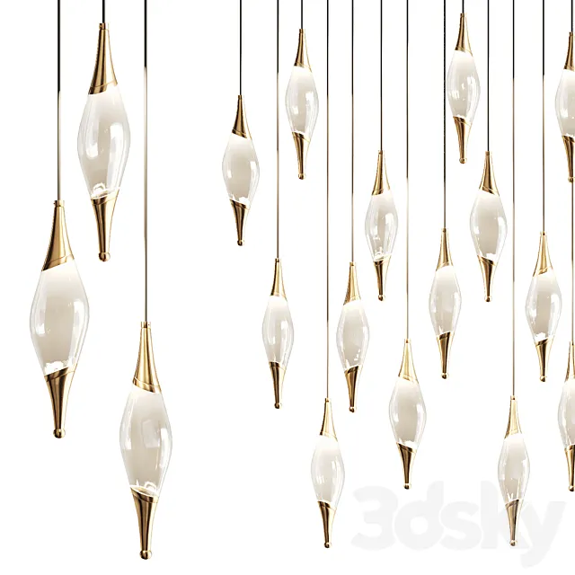 Drop pendant lamp with metal tips FAME 3DModel Drop pendant lamp with metal tips FAME 3DModel