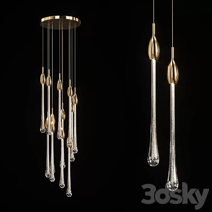Drop shaped pendant lamp FIAL B 3D Model Drop shaped pendant lamp FIAL B 3D Model