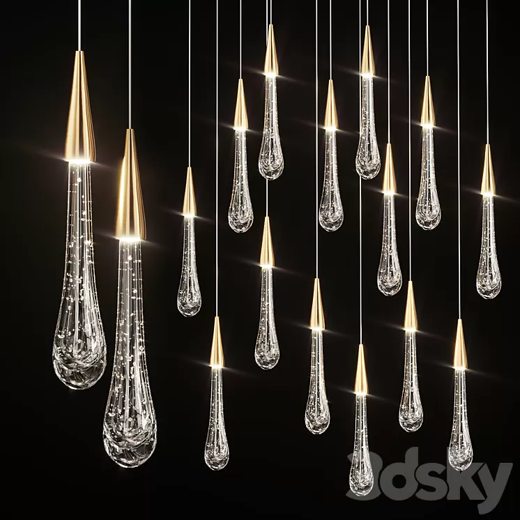 Drop Shaped Pendant Lamp Fial Light 3D Model Drop Shaped Pendant Lamp Fial Light 3D Model