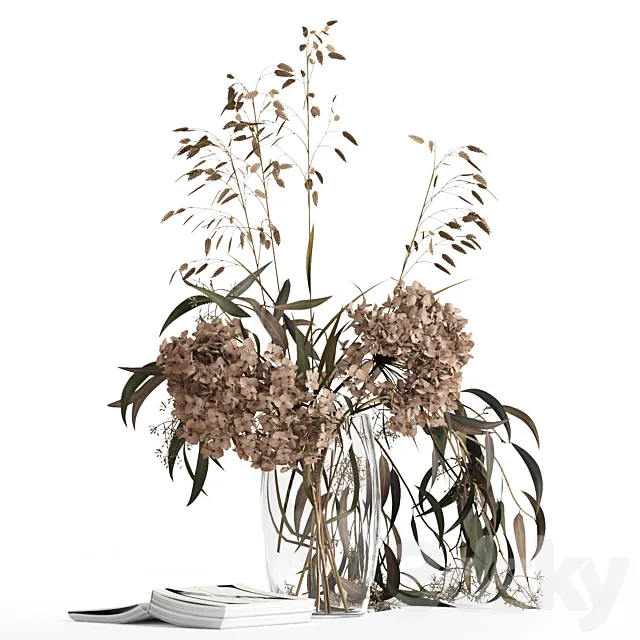 Dry bouquet and book 3D Model