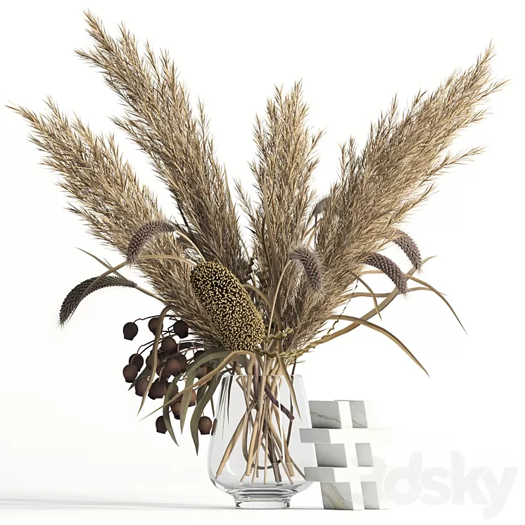 Dry bouquet and hashtag 3D Model