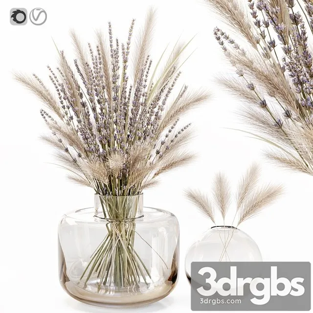 Dry Flowers in Glass Vase with Lavender 3D Model Download Dry Flowers in Glass Vase with Lavender 3D Model Download