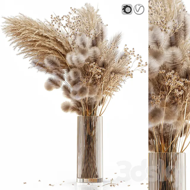 Dry flowers in modern vase 3 3DModel Dry flowers in modern vase 3 3DModel