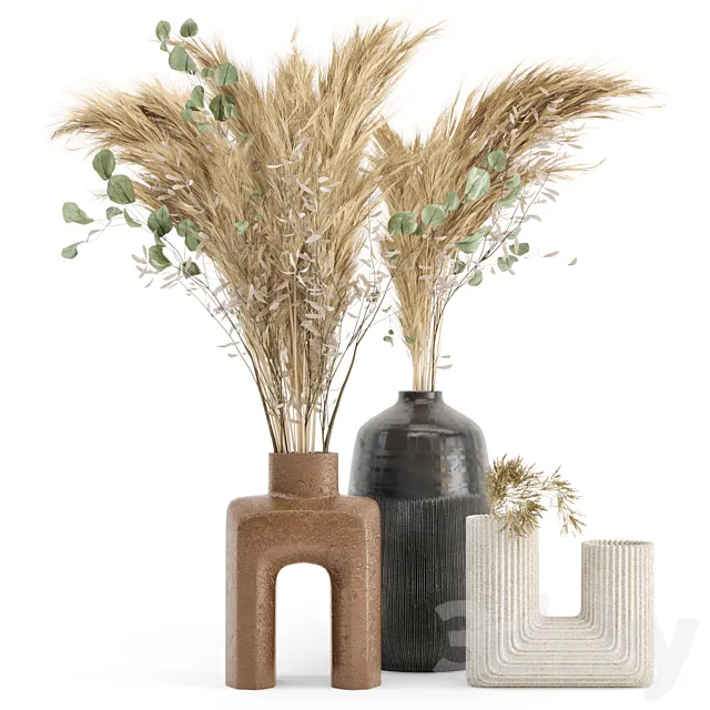 Dry plants 19 – Dried Plantset Pampas with Concrete vase 3D Model Dry plants 19 – Dried Plantset Pampas with Concrete vase 3D Model