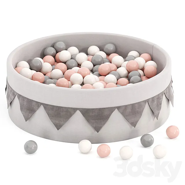 Dry pool with garland 200 balls 3D Model