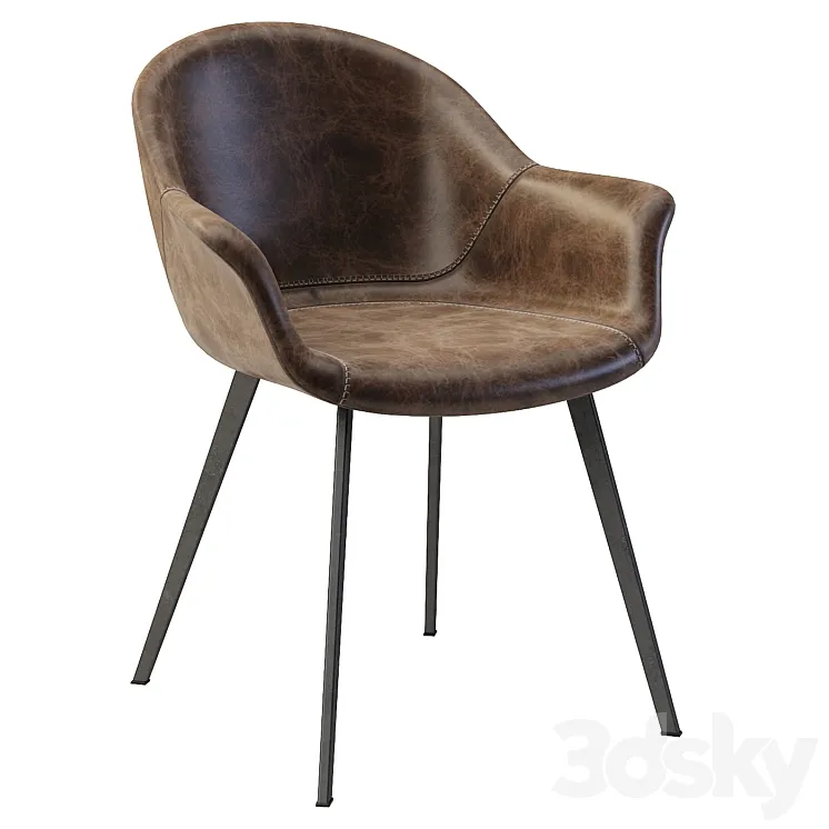Dublin Mid-Century Modern Dining Tub Chair 3D Model Free Download