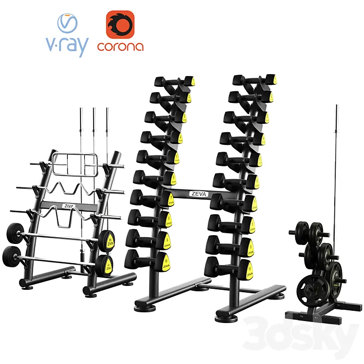 Dumbbell barbell set ZIVA 3D Model Free Download