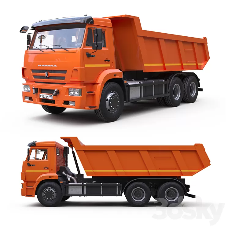 Dump truck on the KAMAZ-65115 chassis. 3D Model - 3DSKY