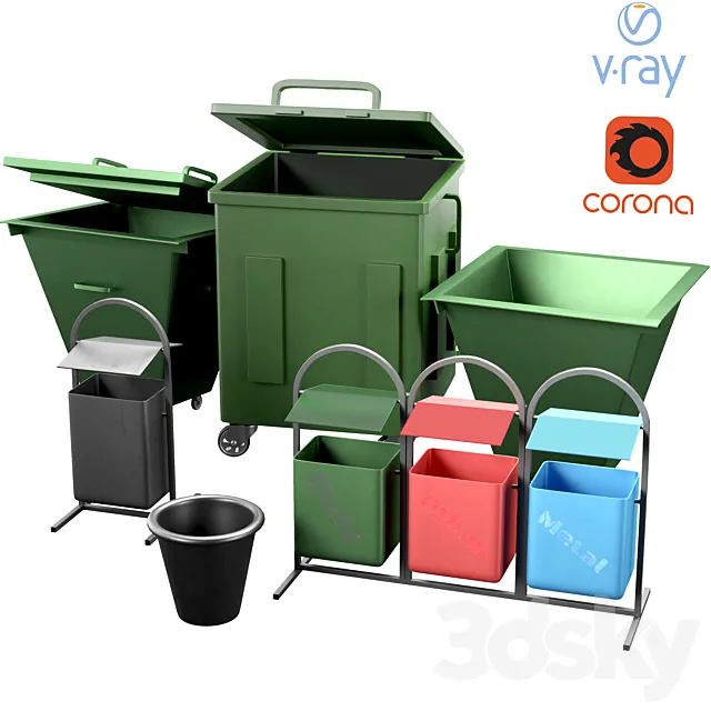 Dumpster set 3D Model Dumpster set 3D Model