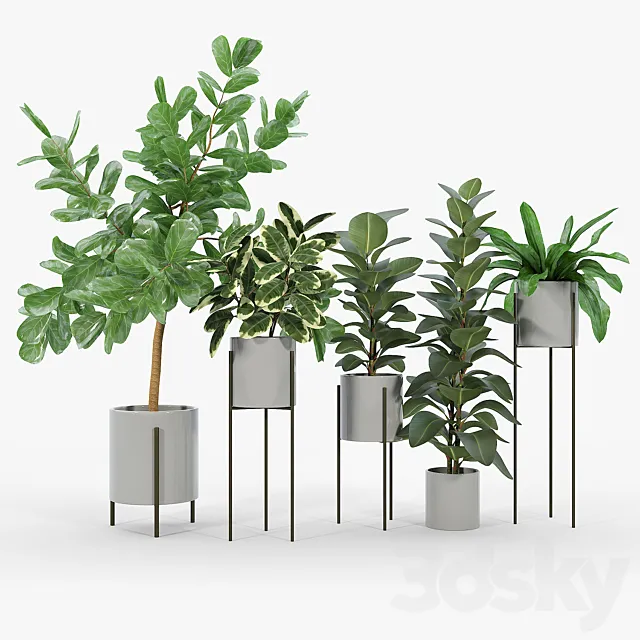 Dundee Light Gray Planters with Stands 3D Model Dundee Light Gray Planters with Stands 3D Model