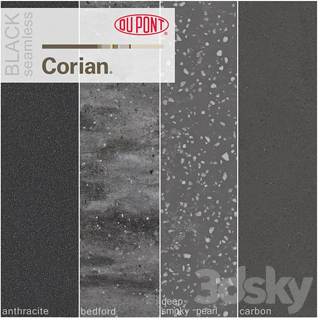Dupont Corian Kitchen Countertops Black 1 3D Model