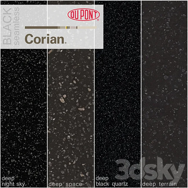 Dupont Corian Kitchen Countertops Black 2 3D Model