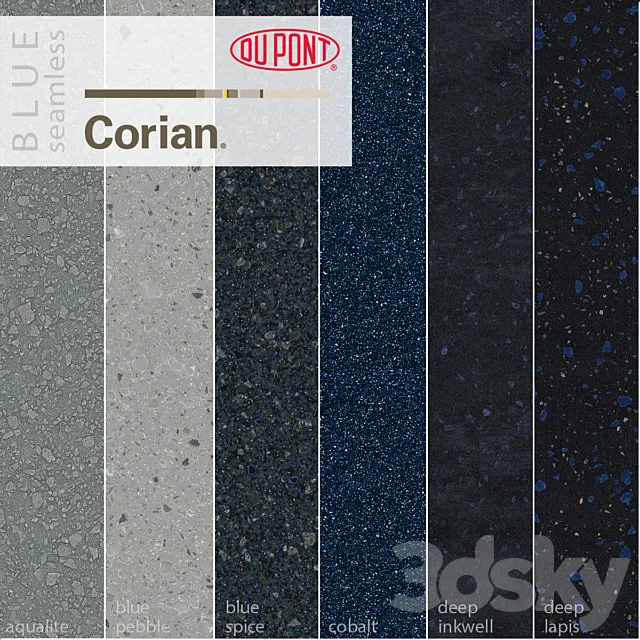 Dupont Corian Kitchen Countertops Blue 1 3DModel