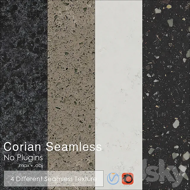 Dupont Corian Kitchen Countertops Leathered 3D Model