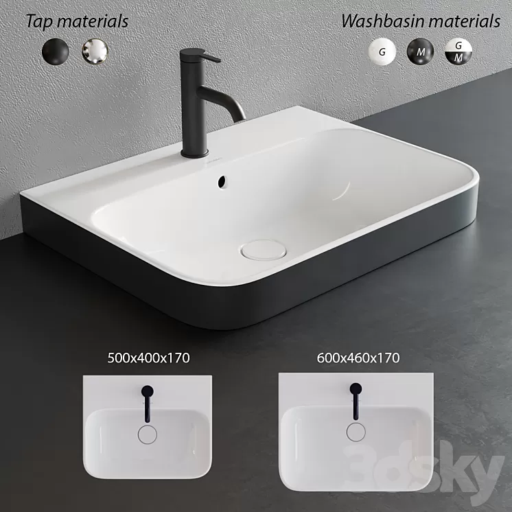 Duravit HAPPY D.2 PLUS Rectangular Washbasin 3D Model