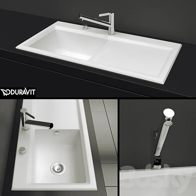 Duravit – Kitchen sink Kiora 60L XL Countertop basin. # 7521100000 3D Model Duravit – Kitchen sink Kiora 60L XL Countertop basin. # 7521100000 3D Model