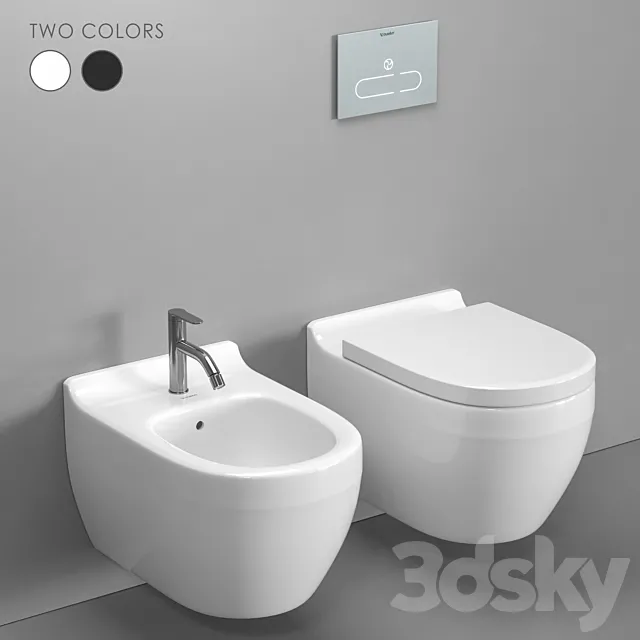 Duravit Starck 3 wall-hung toilet and bidet 3D Model