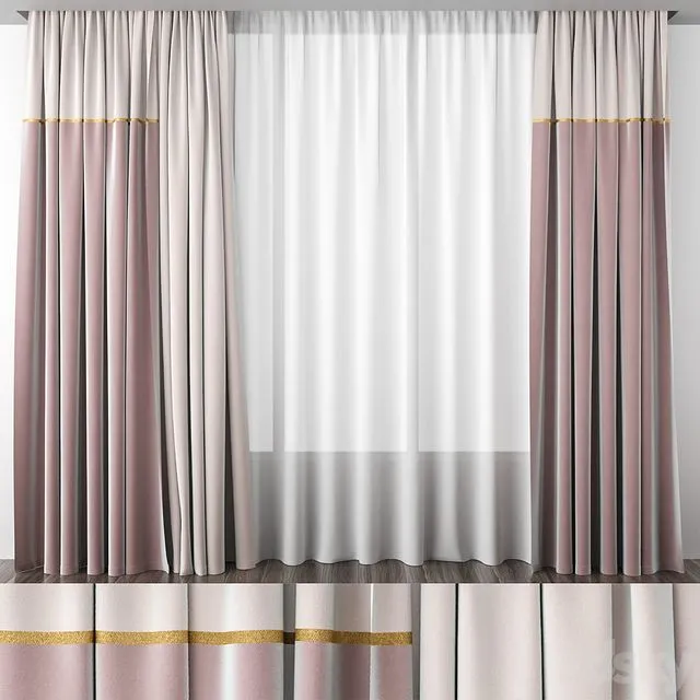 Dusty rose curtains 3D Model Dusty rose curtains 3D Model