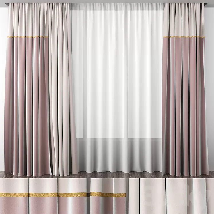 Dusty rose curtains 3D Model Dusty rose curtains 3D Model
