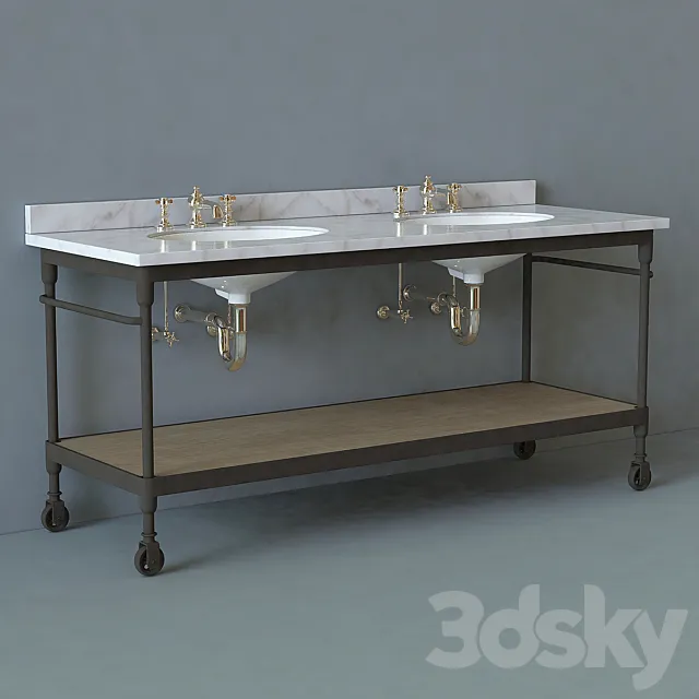 Dutch Industrial Double Washstand 3D Model Dutch Industrial Double Washstand 3D Model
