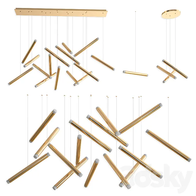 Dutti D0068 Gold Chandelier 3D Model