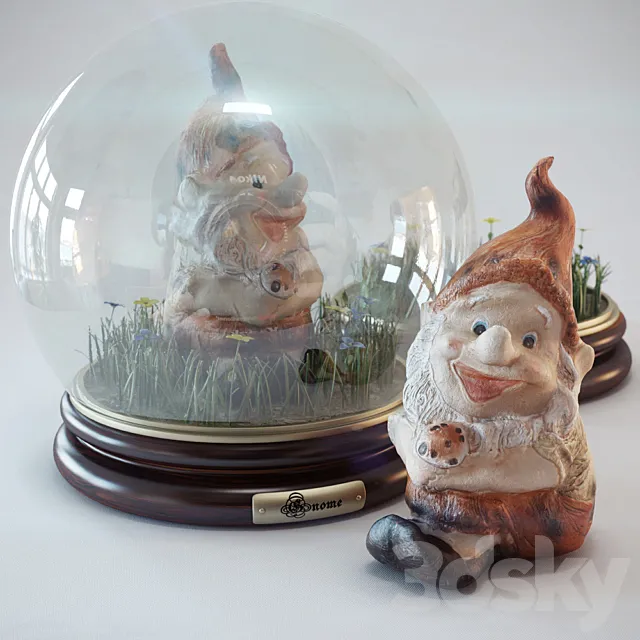 Dwarf in a glass bowl 3D Model Dwarf in a glass bowl 3D Model