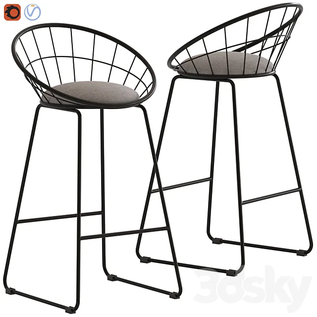 Dwell home black nord barstool 3DModel Dwell home black nord barstool 3DModel