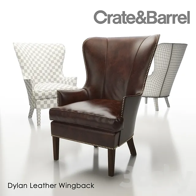 DYLAN Leather Wingback Chair 3D Model DYLAN Leather Wingback Chair 3D Model