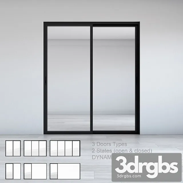 Dynamic sliding doors set 01 3D Model Download