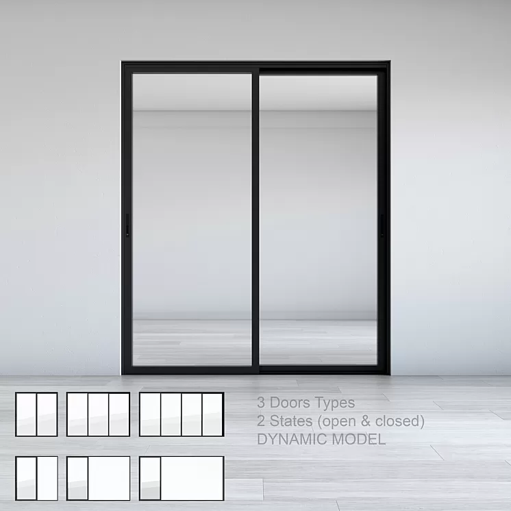 Dynamic Sliding Doors Set 01 3D Model
