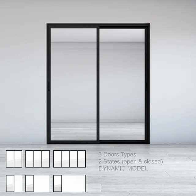 Dynamic Sliding Doors Set 01 3DModel