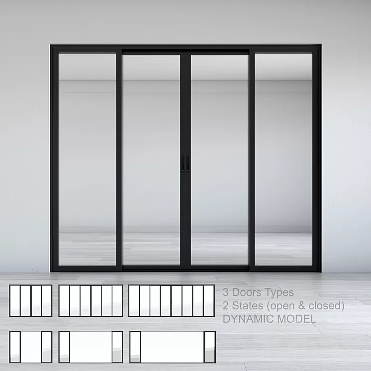 Dynamic Sliding Doors Set 02 3D Model