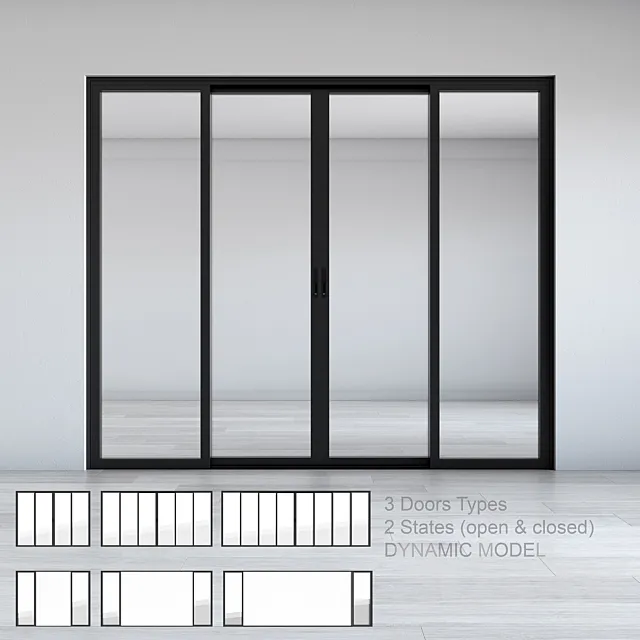 Dynamic Sliding Doors Set 02 3DModel