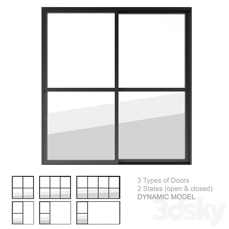 Dynamic Sliding Doors Set 03 3D Model