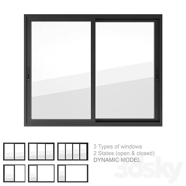 Dynamic Sliding Windows Set 01 3DModel