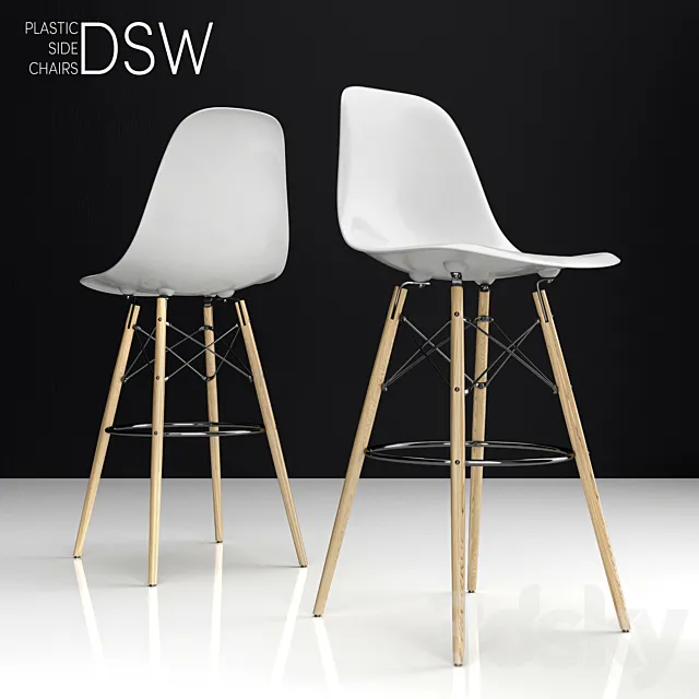 Eames DSW Bar plastic side chairs 3D Model Eames DSW Bar plastic side chairs 3D Model